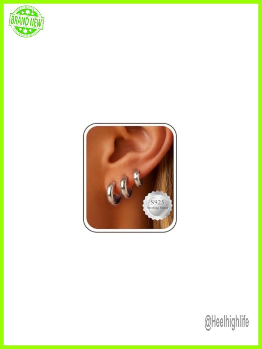 3 Pairs Chunky Huggie Hoop Earrings Set 14K Gold Plated Brass Hypoallergenic
